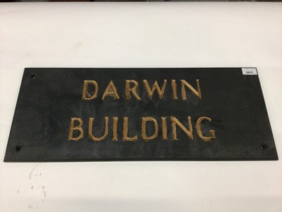 Lot 2603 - Slate building sign- Darwin House, 63.5 x 25.5cm