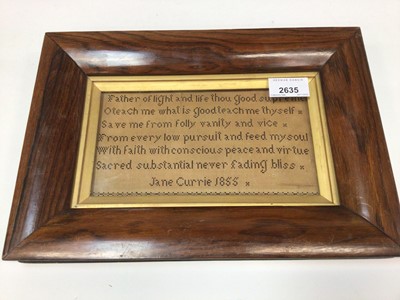 Lot 2635 - Victorian sampler dated 1855 together with three small pictures (4)