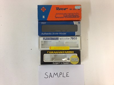 Lot 1967 - Mixed lot of N gauge empty boxes including Minitrix, Graham Farish, Roco, Dapol, Hornby and other makes (qty)