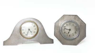 Lot 2622 - Two early 20th century silver cased timepieces with engine turned decoration
