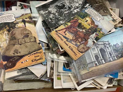 Lot 1522 - Box of mixed selection of postcards, greeting cards include fairies and pixies.