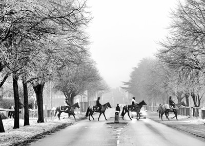 Lot 13 - Jayne Odell black and white photographic print, 'Crossing', 60cm x 43cm