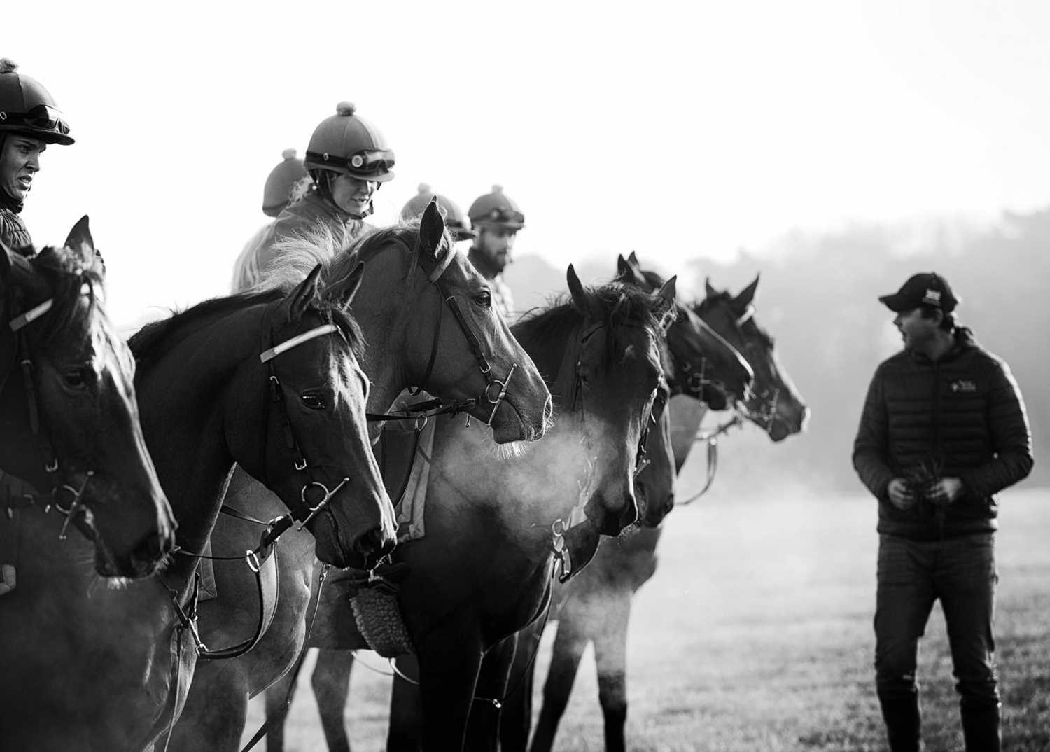 Lot 14 - Jayne Odell black and white photographic print, 'School day', 60cm x 43cm
