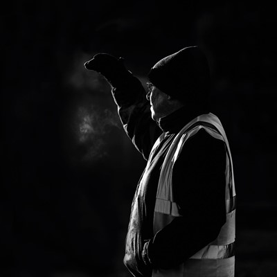Lot 15 - Jayne Odell black and white photographic print, 'Horses approaching', 140cm x 140cm