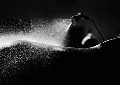 Lot 37 - Jayne Odell black and white photographic print, 'Sprinkler', 80cm x 57cm