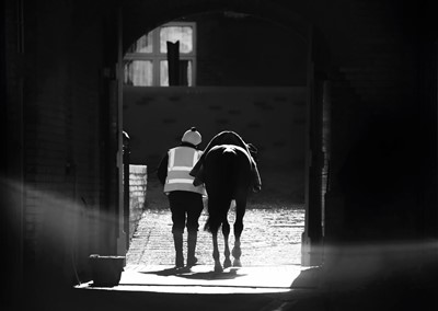 Lot 52 - Jayne Odell black and white photographic print, 'Early doors', 100cm x 71cm