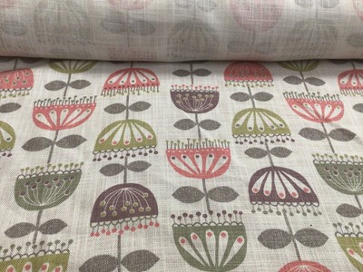 Lot 2138 - Part roll of designer fabric, Butterflies and postcards by Ashley Wilde plus another part roll of designer linen  fabric Garland by Villa Nova printed in England