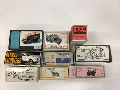 Lot 1987 - Boxed selection of kits including Westwood, Langley, RSH plus Brooklin and Gems & Cobwebs model vehicles