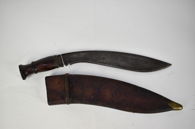 Lot 960 - First World War Gurka Kukri with Ordanance marked blade dated 1915 in original leather mounted sheath