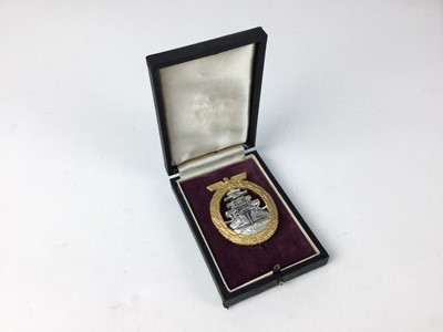 Lot 834 - Post War Copy of a Nazi High Seas Fleet War badge, in case.