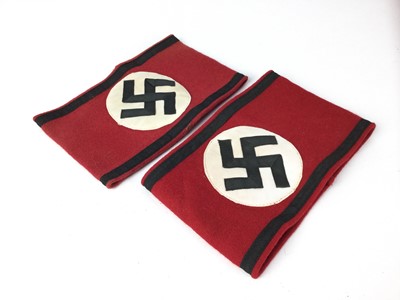 Lot 847 - Two replica Nazi SS armbands with stitched SS labels to interiors. (2)