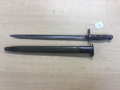 Lot 973 - First World War American 1917 Pattern Remington rifle bayonet in scabbard with belt clip
