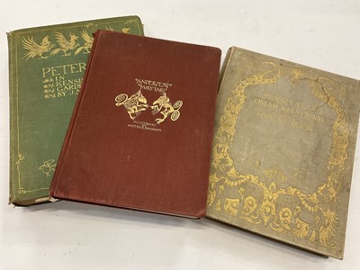 Lot 1695 - Arthur Rackham - Peter Pan in Kensington Gardens - a new edition, Hodder and Stoughton, green cloth binding, together with Rackham - Anderson's Fairy Tales, 1932 first edition, and Rubaiyat of Omar...