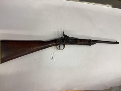 Lot 993 - Victorian Snider .577 calibre military carbine with Enfield lock dated 1870, Snider breech conversion, half stocked with 46 cm barrel, 96 cm overall