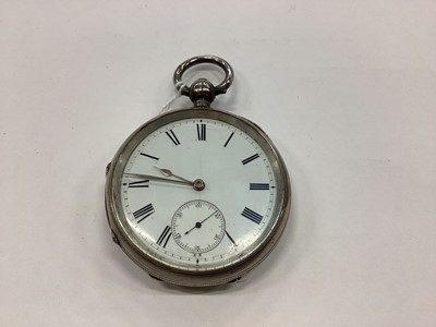 Lot 2570 - A Victorian silver cased pocket watch with white enamel dial, hallmarked Birmingham 1893
