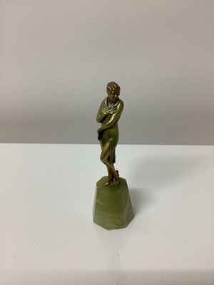 Lot 2564 - Josef Lorenzl Art Deco Bronze figure of a woman, on an onyx base, signed 'Lorenzl on her foot, 13.5cm high