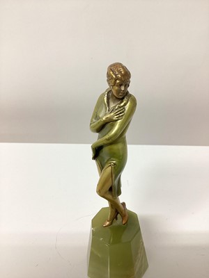 Lot 2564 - Josef Lorenzl Art Deco Bronze figure of a woman, on an onyx base, signed 'Lorenzl on her foot, 13.5cm high