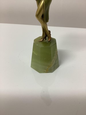 Lot 2564 - Josef Lorenzl Art Deco Bronze figure of a woman, on an onyx base, signed 'Lorenzl on her foot, 13.5cm high