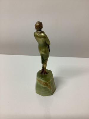 Lot 2564 - Josef Lorenzl Art Deco Bronze figure of a woman, on an onyx base, signed 'Lorenzl on her foot, 13.5cm high