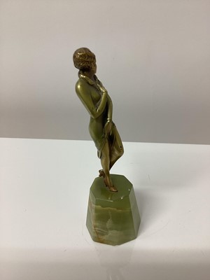 Lot 2564 - Josef Lorenzl Art Deco Bronze figure of a woman, on an onyx base, signed 'Lorenzl on her foot, 13.5cm high
