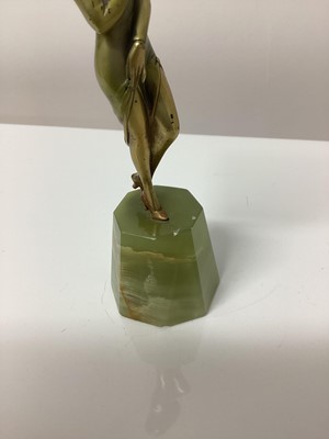 Lot 2564 - Josef Lorenzl Art Deco Bronze figure of a woman, on an onyx base, signed 'Lorenzl on her foot, 13.5cm high
