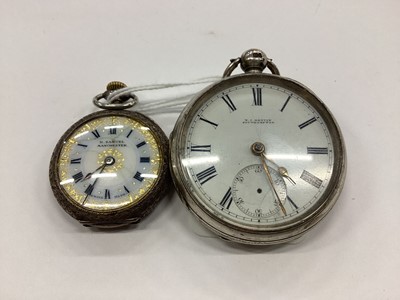 Lot 2572 - A silver cased key wind pocket watch by Kenvin of Southampton, and a Swiss made silver and enamel pocket watch retailed by H. Samuel (2)
