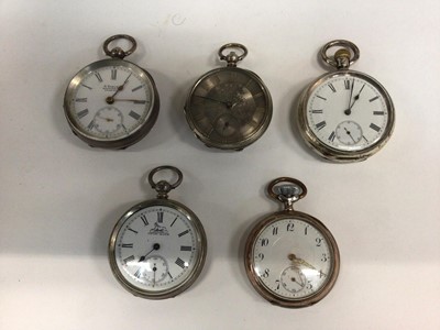 Lot 2578 - Five silver cased pocket watches