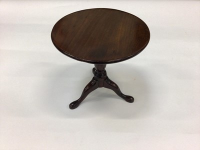 Lot 2611 - Victorian mahogany miniature apprentices tilt top tripod table, 17.5cm in height.
