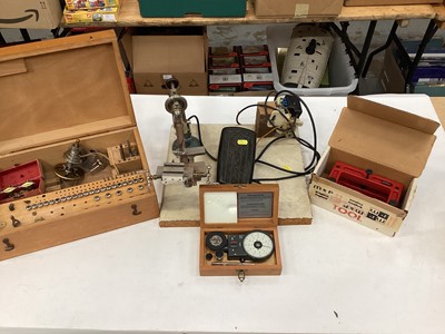 Lot 2580 - Watchmakers lathe, boxed with fittings and a boxed clamp