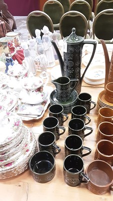 Lot 1397 - Portmeirion Totem pattern green glazed coffee set - 19 pieces