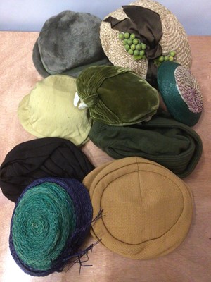 Lot 2145 - Quantity of 1940's- 60's hats including half hats, turbans, velvets etc. Makes include Woolsand, Jacoll, Kangol.