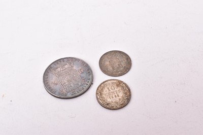 Lot 575 - European - Mixed silver coins to include Belgium 20 Centimes 1852 (N.B. Dark toned EF and scarce), Netherlands 10 Cents 1855 A.UNC, scarce and ½ Gulden 1848 VF (3 coins)