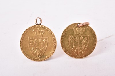 Lot 580 - G.B. - Gold Guineas George III 1794 x 2 (N.B. Ex charm bracelets with 9ct ring mounts total wt. 16.9 gms) otherwise VG-AF (2 coins)