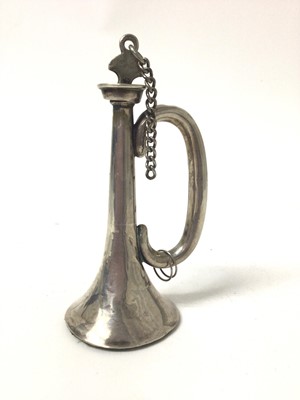 Lot 309 - George V silver novelty scent flask in the form of a trumpet, with associated stopper (Birmingham 1910), maker Joseph Gloster, 9.5cm in height.