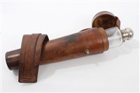 Lot 781 - Edwardian Silverer-topped glass saddle flask...