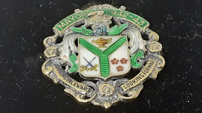Lot 2655 - George VI silver and enamel Mayoress or Past Mayoress' badge for Twickenham 1942 - 43, (unmarked).