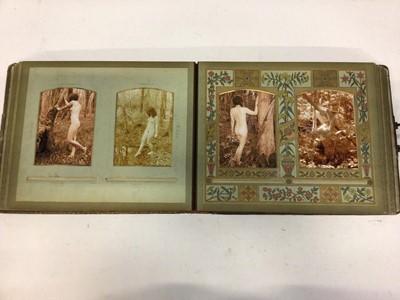 Lot 1516 - Victorian leather photograph album containing 20th century photographs of female nudes.