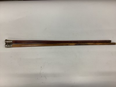 Lot 2662 - Two unusual early 20th century white metal mounted military walking sticks, Emanuel School O.T.C. and Uganda Prison Service (2)