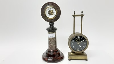 Lot 2629 - Group of seven antique and vintage clocks to include serpentine timepiece, brass lantern style clock, carriage clock etc