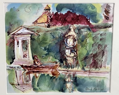 Lot 319 - David Kennard (b. 1953), watercolour - Lake at Garsington, 29cm x 25cm