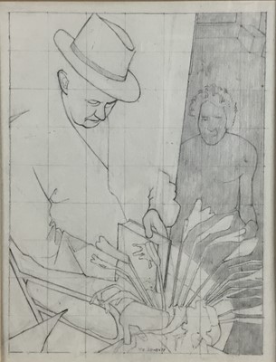 Lot 312 - Robert Young, pencil portrait of Rex Nan Kivell, Redfern Gallery label verso