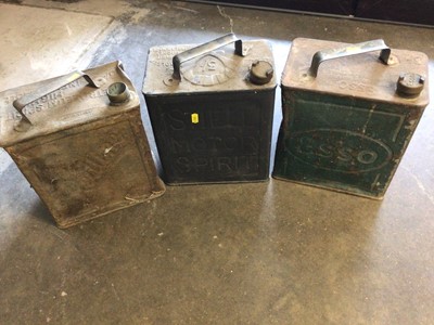 Lot 2025 - Collection of six vintage petrol cans including Shell, Esso, Redline, Pratts