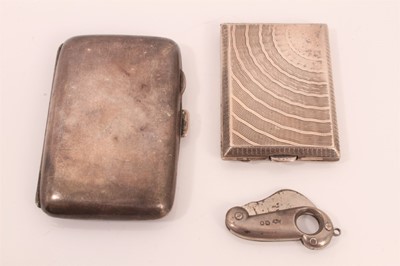 Lot 338 - Silver cigarette case, silver match case and a silver mounted cigarette cutter