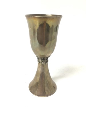 Lot 339 - Silver goblet with floral design around the stem, makers mark Robert Glover (London 1975)
