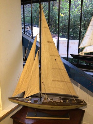 Lot 2675 - Two scratch built pond yachts, 66cmand 72cm long