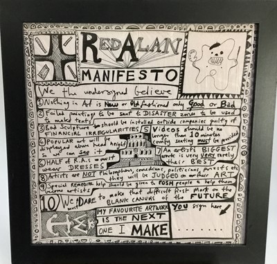 Lot 266 - Grayson Perry (b.1960) print - 'Red Alan Manifesto', Perry logo lower left, 33cm x 33cm, framed