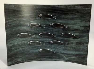 Lot 268 - Simeon Smythe (b.1964) copper work - shoal of fish, signed, 12cm x 17cm