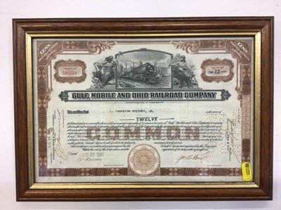Lot 1530 - Ephemera, mixed selection including stamps, Gulf Mobile and Ohio Railway Bond Certificate etc.