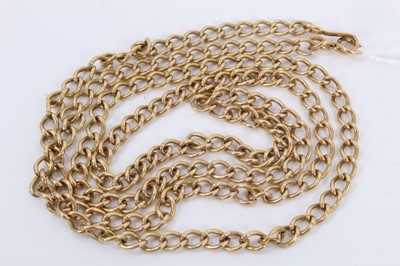 Lot 373 - 9ct gold curb link long chain