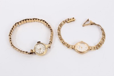 Lot 377 - Ladies vintage Certina 14ct gold cased wristwatch on 9ct gold bracelet and an Accurist 9ct gold wristwatch on 9ct gold bracelet (2)